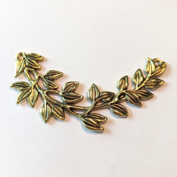 Large Leaf Leaves Branch Pendant / Connector Antique Gold