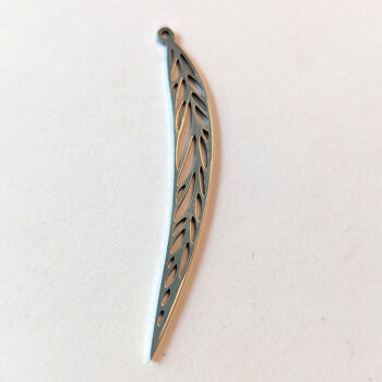 Stainless Steel Narrow Leaf Leaves Pendant / Connector Silver