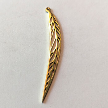 Stainless Steel Narrow Leaf Leaves Pendant / Connector Gold