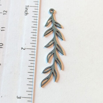 Stainless Steel Leaf Leaves Branch Pendant / Connector Silver - Image 2