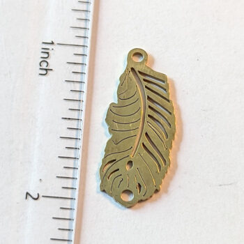 Gold Leaf Feather Connector / Pendant Stainless Steel - Image 2