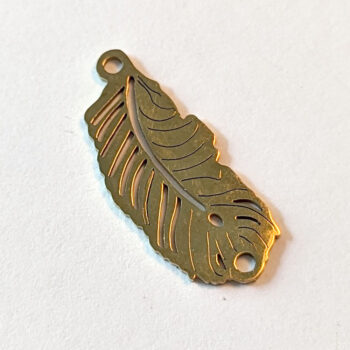 Gold Leaf Feather Connector / Pendant Stainless Steel