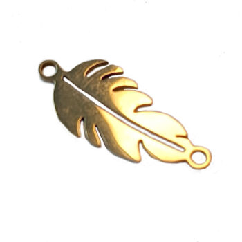 Leaf Pendant / Connector Gold Stainless Steel