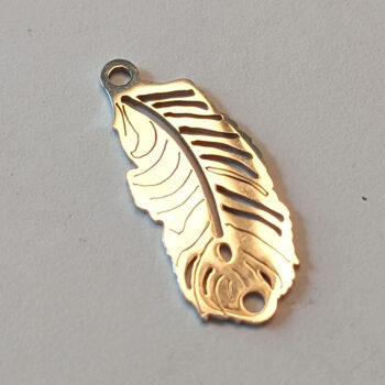 Silver Leaf Feather Pendant / Connector Stainless Steel