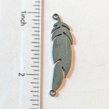 Stainless Steel Leaf Pendant / Connector Silver - Image 2