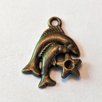 Pisces Zodiac Charm Antique Bronze