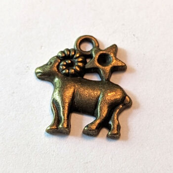 Aries Zodiac Charm Antique Bronze