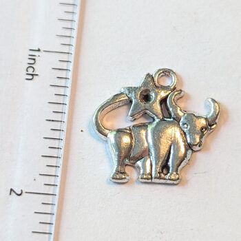 Taurus Zodiac Charm Antique Silver - Image 2