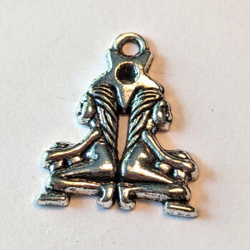 Gemini Zodiac Charm Antique Silver