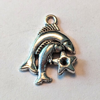 Pisces Zodiac Charm Antique Silver