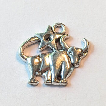 Taurus Zodiac Charm Antique Silver