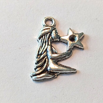 Virgo Zodiac Charm Antique Silver