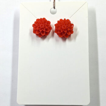 Red Chrysanthemum Flower Stud Earrings - Image 4