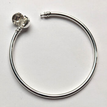 Silver Stainless Steel Charm Bangle Bracelet - Image 3