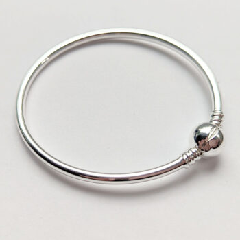 Silver Stainless Steel Charm Bangle Bracelet