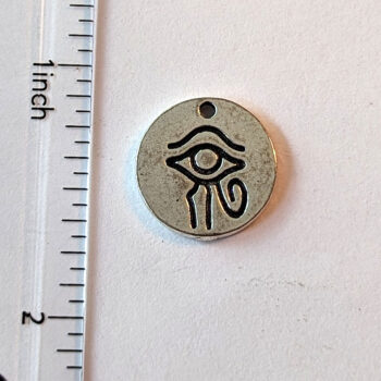 Egyptian Eye of Horus Charm Round Antique Silver - Image 2