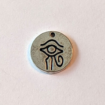 Egyptian Eye of Horus Charm Round Antique Silver