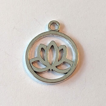 Lotus Flower Yoga Hoop Charm Antique Silver