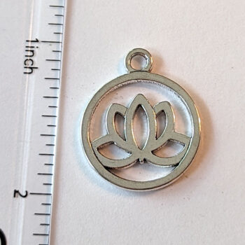 Lotus Flower Yoga Hoop Charm Antique Silver - Image 2