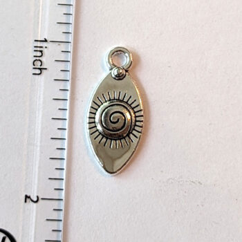 Small Egyptian Eye of Horus Charm Oval Antique Silver - Image 2