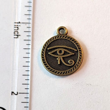 Egyptian Eye of Horus Charm Round Antique Bronze - Image 2