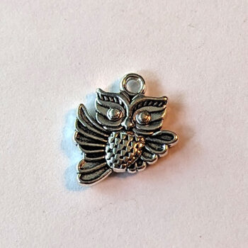 Cute Owl Charm Antique Silver