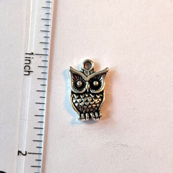 Small Dainty Owl Charm Antique Silver - Image 3