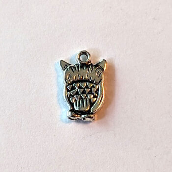 Small Dainty Owl Charm Antique Silver - Image 2