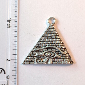 Egyptian Eye of Horus Pyramid Pendant Antique Silver - Image 2