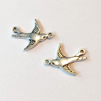 Small Swallow Bird Connector Antique Silver