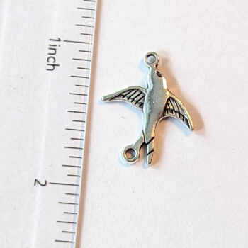 Small Swallow Bird Connector Antique Silver - Image 2