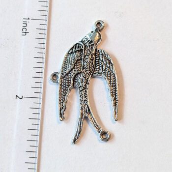 Swallow Bird Connector / Pendant Antique Silver - Image 2