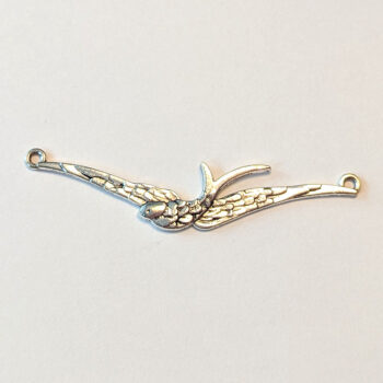 Long Soaring Bird Connector / Pendant Silver