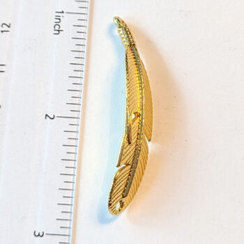 Feather / Leaf Pendant or Connector Gold - Image 3