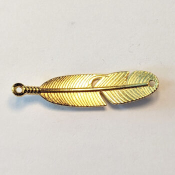 Feather / Leaf Pendant or Connector Gold - Image 2