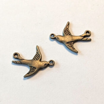 Small Swallow Bird Connector Antique Bronze