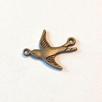 Small Swallow Bird Connector Antique Bronze - Image 2