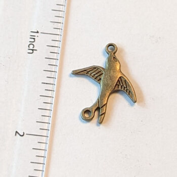 Small Swallow Bird Connector Antique Bronze - Image 3