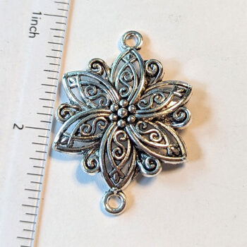 Flower Pendant / Connector Silver - Image 2