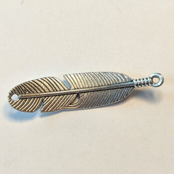 Feather / Leaf Pendant or Connector Antique Silver - Image 2