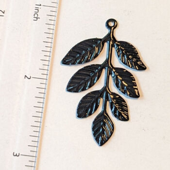 Black Branch with Leaves Leaf Pendant - Image 2