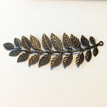 Large Antique Bronze Branch with Leaves Leaf Pendant