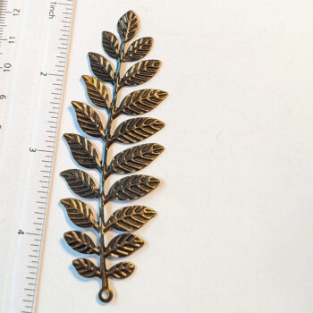 Large Antique Bronze Branch with Leaves Leaf Pendant - Image 2