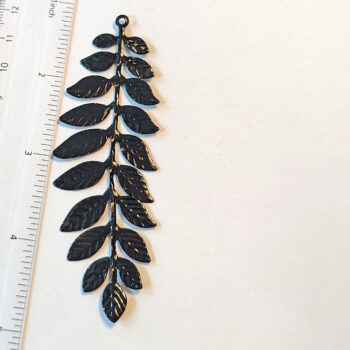 Large Black Branch with Leaves Leaf Pendant - Image 2