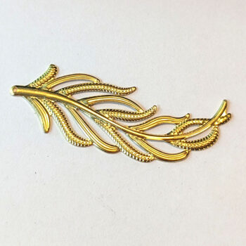 Large Filigree Stamped Leaf Pendant Gold