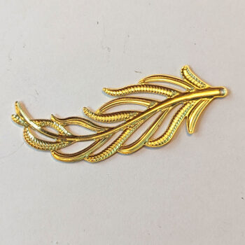 Large Filigree Stamped Leaf Pendant Gold - Image 2