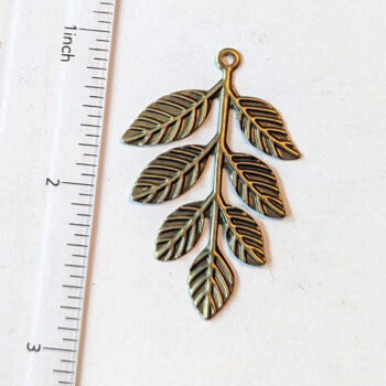 Antique Bronze Branch with Leaves Leaf Pendant - Image 2