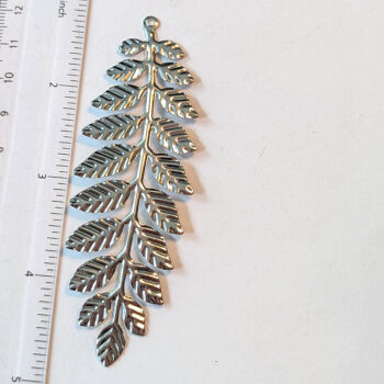 Large Silver Branch with Leaves Leaf Pendant - Image 2