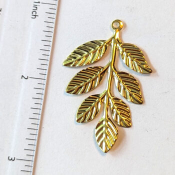 Gold Branch with Leaves Leaf Pendant - Image 2