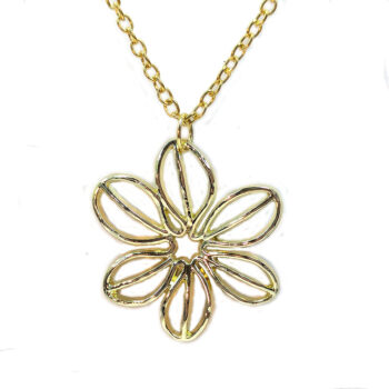 Hollow Flower Pendant Necklace Gold